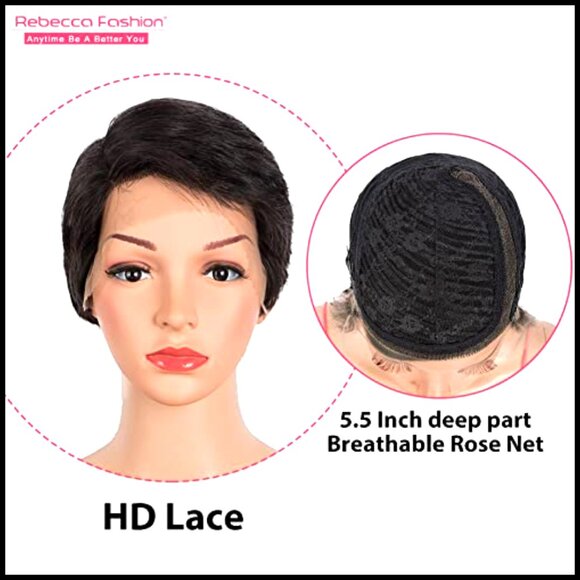 Short Pixie Cut Lace Front Wig Human Hair Glueless HD Natural Style main image 6